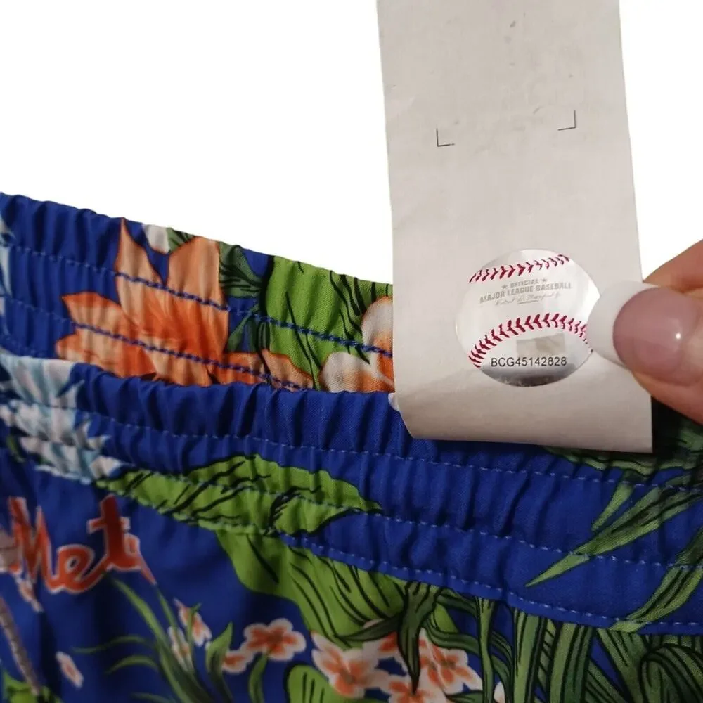 Hurley Swim Trunks MLB NEW YORK METS Men's XL BLUE Tropical Floral Board Shorts